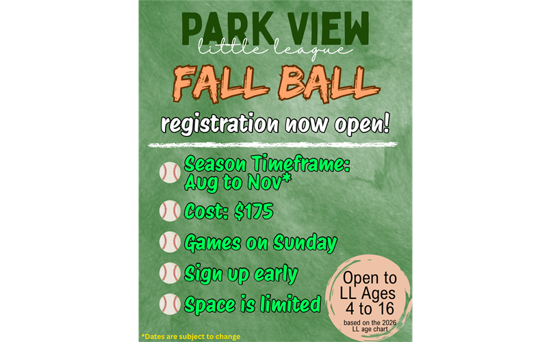 2026 Fall Registration- Now Open